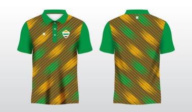 soyut karışım renk kahverengi yeşil ve sarı polo spor gömlek süblimleşme forma şablonu