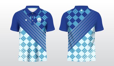 Polo spor forması şablonu için mavi süblimleşme gömleği