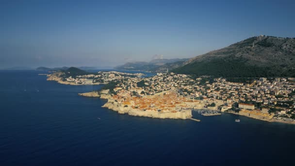 Aerial View Dubrovnik Old Town Sunrise Croatia Unesco World Heritage — Videoclip de stoc