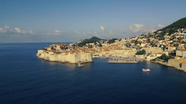 Veduta Aerea Della Città Vecchia Dubrovnik Sorgere Del Sole Croazia — Video Stock