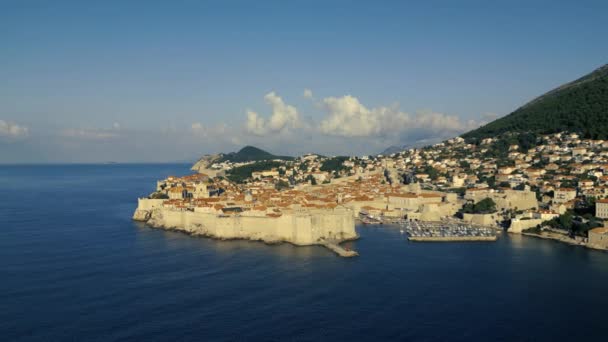 Aerial View Island Dubrovnik Old Town Sunrise Croatia Unesco World — Stock Video