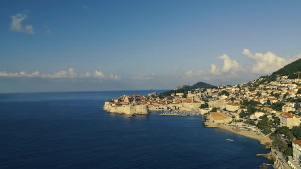 Aerial View Island Dubrovnik Old Town Sunrise Croatia Unesco World — 图库视频影像