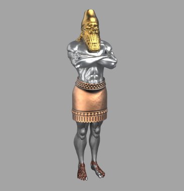 Kral Nebuchadnezzar 'ın Rüya Heykeli (Daniel' in Kehanetleri) 3D İllüstrasyon
