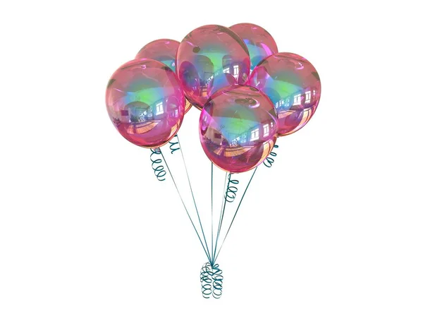 Balões Festa Multicolor Com Reflexões — Fotografia de Stock
