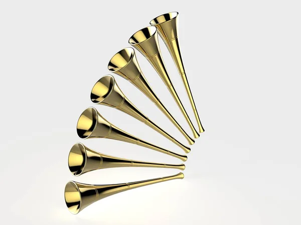 Sieben Trompeten Goldene Offenbarung Warnung Vuvuzela Horn — Stockfoto
