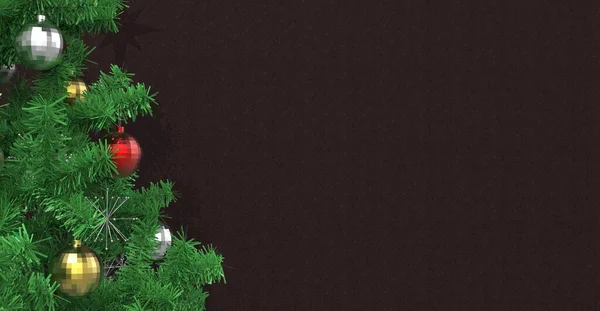 Kerstboom Takken Met Donkere Stof Achtergrond — Stockfoto