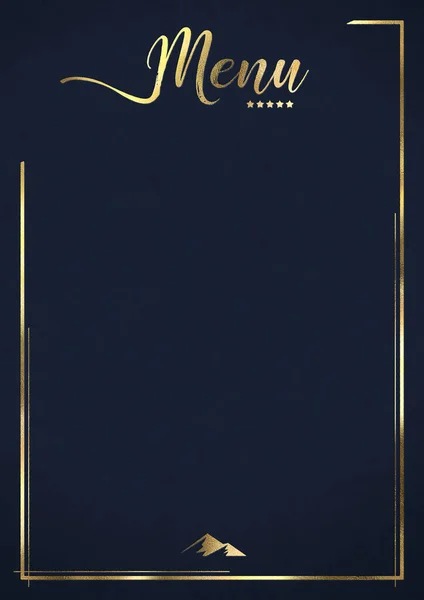 Blue Luxury Restaurant Menu Hintergrund Wildleder Mit Geprägten Goldenen Linien — Stockfoto