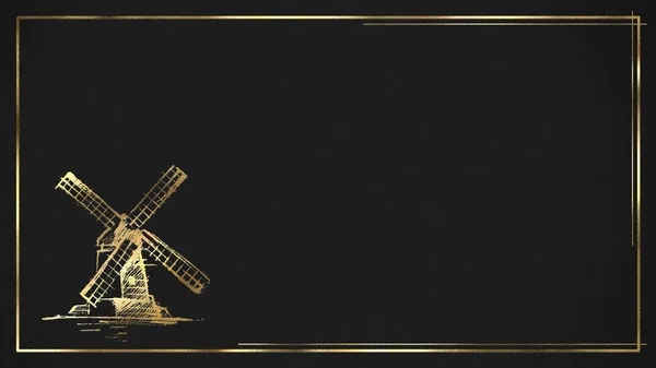 Camurça Fundo Preto Com Linhas Ouro Relevo Mill Emblem Deluxe — Fotografia de Stock