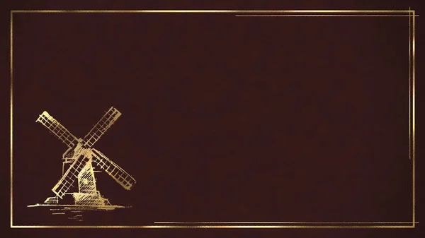 Bordeaux Hintergrund Wildleder Mit Geprägten Goldenen Linien Und Mühle Emblem — Stockfoto