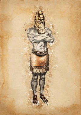 King Nebuchadnezzar's Dream Statue (Daniel's Prophecies) Antique Design Illustration clipart