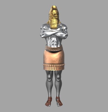 King Nebuchadnezzar's Dream Statue (Daniel's Prophecies) Front View 3D Illustration clipart