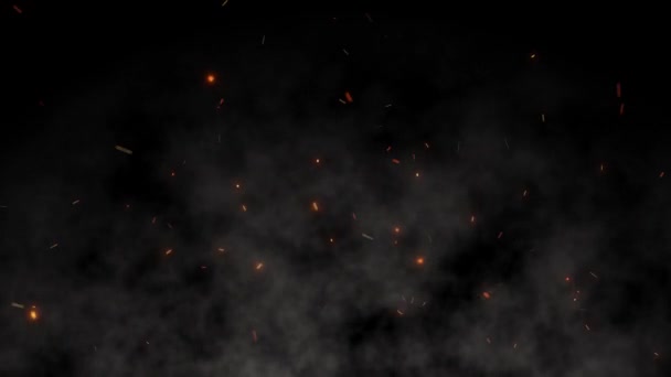 Вогнепалювальний Ембер Спарки Вогню Білий Дим 30Сек 60Fps Looping Background — стокове відео