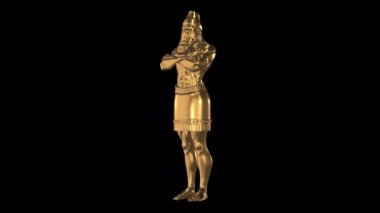 4K King Nebuchadnezzar 'ın Rüya Altın Heykeli Daniel Sunum 3D Görüntü - TRANSPARENT BACKGrOUND (45sec 60fps Döngü Videosu)