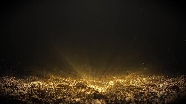Gyllene Partiklar Rörelse Bakgrund 30Sek Looping Video — Stockvideo