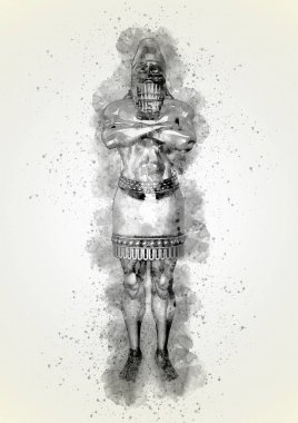 Kral Nebuchadnezzar 'ın Rüya Heykeli (Daniel' in Kehanetleri) Antika Eski Tasarım Çizimi