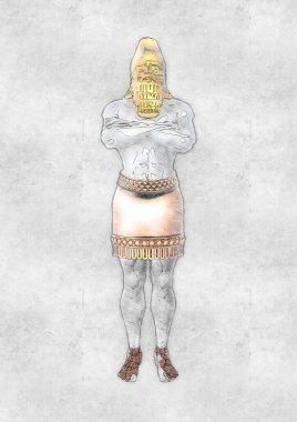 Kral Nebuchadnezzar 'ın Rüya Heykeli (Daniel' in Kehanetleri) Antika Tasarım Çizimi