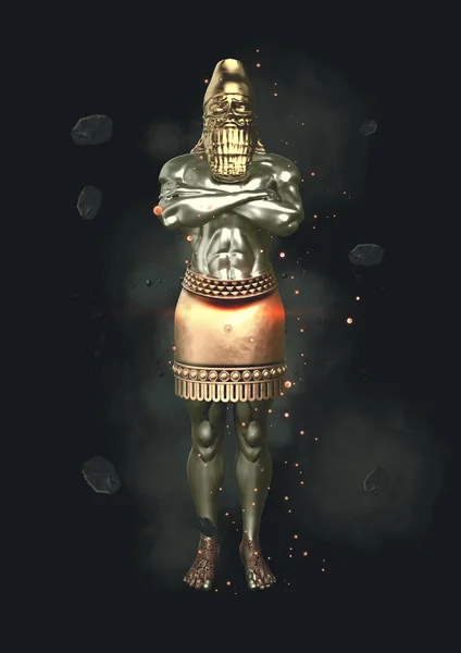 King Nebuchadnezzar\'s Dream Statue with Stones (Daniel\'s Prophecies) 3D Illustration