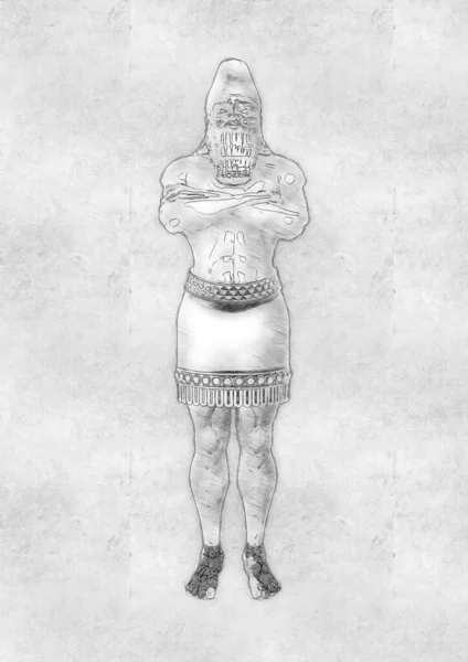尼布甲尼撒国王的梦幻雕像 丹尼尔的预言 古董黑白设计图解 — 图库照片