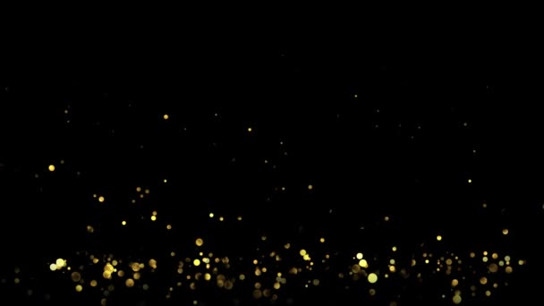 Flocos Dourados Partículas Brilhando Movimento Subindo Efeitos Especiais Sonho Luxo — Vídeo de Stock