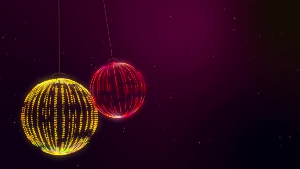 Coloré Lumineux Balançant Noël Boules Noël Fond Avec Des Particules — Video