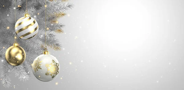 クリスマスホワイトラグジュアリー背景プレゼンテーションスライドフレームレイアウトテンプレート黄金効果と3Dイラスト — ストック写真