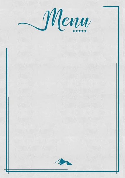 Restaurant Menü Weißer Hintergrund Mit Geprägten Blauen Buchstaben Und Linien — Stockfoto