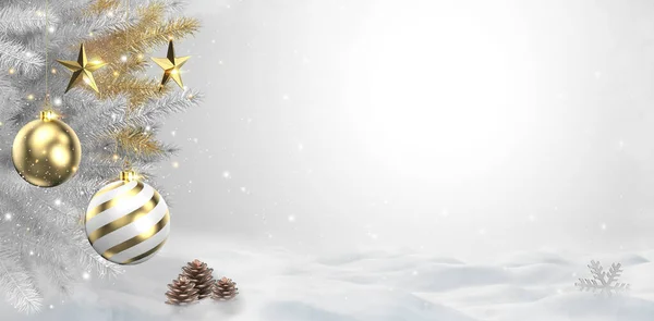 クリスマスホワイトラグジュアリー背景プレゼンテーションスライドフレームレイアウトテンプレート黄金効果と3Dイラスト — ストック写真