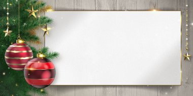 Kağıt Sayfa Şablonu ile Noel Lüks Arkaplan Kartı Altın Efektli 3B Görüntü