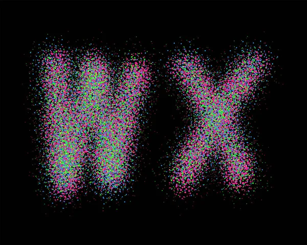 彩色喷涂字体集矢量格式 字母W和字母X — 图库矢量图片