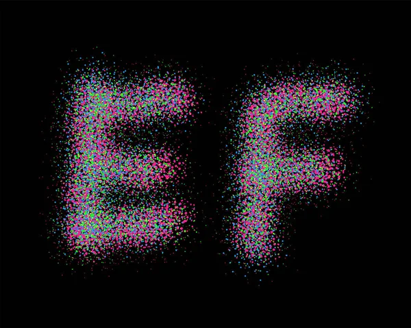 彩色喷涂字体集矢量格式 字母E和字母F — 图库矢量图片