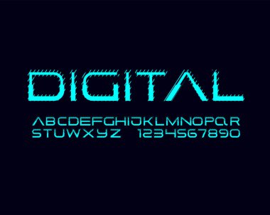 Digital font set in vector format clipart