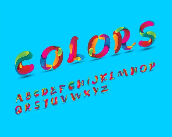Colorful Brush Stroke Designer Font Set Italic Version — Stock Vector