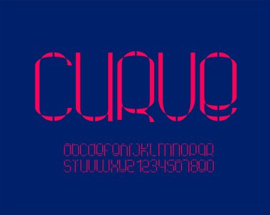 Pembe ve mavi renklerde retro alfabe tasarımı