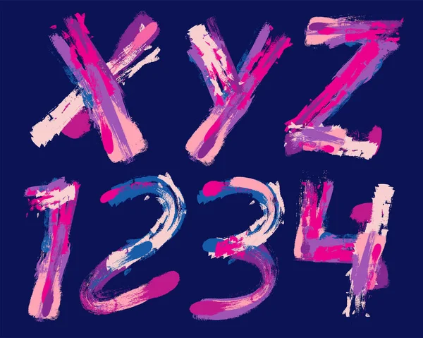 Colorful Crayon Brush Stroke Font Design — Archivo Imágenes Vectoriales