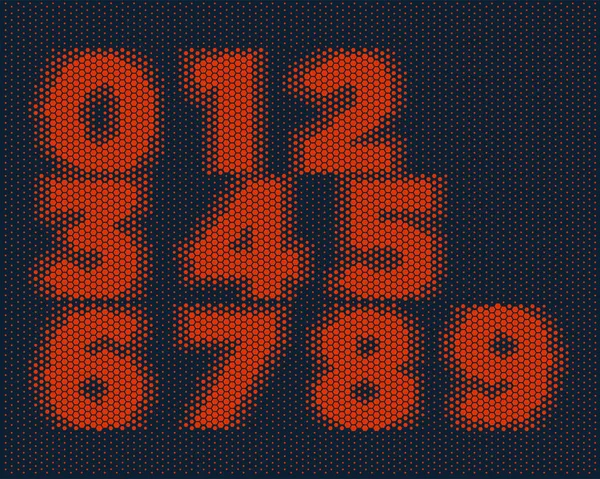Red Alert Hexagon Digital Font Set Design — Stock Vector