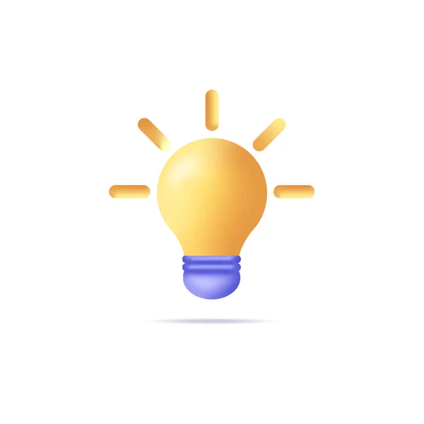 Cartoon Style Minimal Yellow Light Bulb Icon Idea Solution Business — Stock Vector