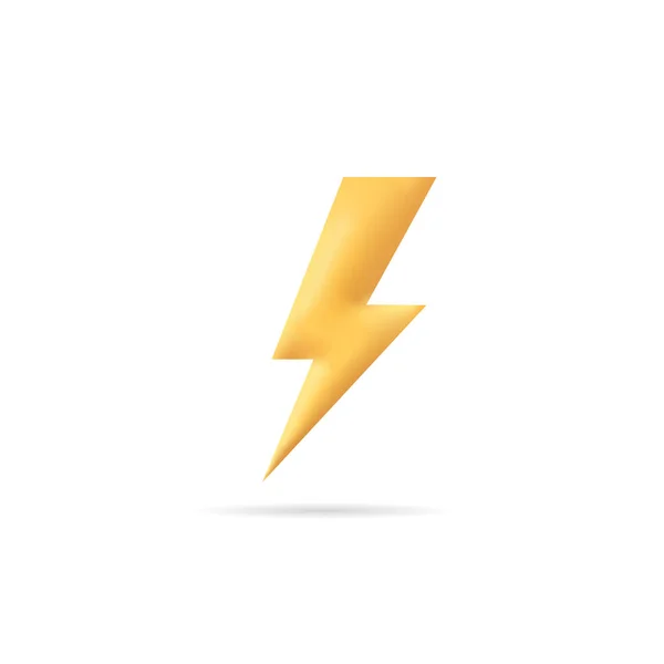 Yellow Thunder Bolt Lighting Flash Vector Icon Cartoon Minimal Style — Stock Vector