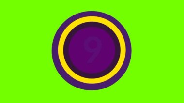 Geri sayım çemberi numarası yeşil ekran arka planında canlandırıldı 