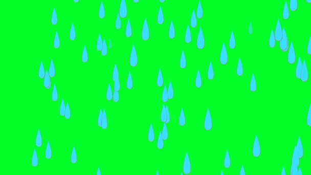 Chuva Animada Tela Verde Clipe Vídeo Estoque Chuva Animado Efeito — Vídeo de Stock