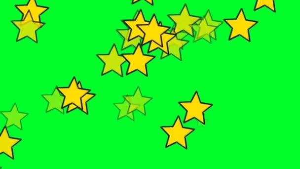 Estrelas Chuva Tela Verde Animado Estrelas Chuva Caindo Tela Verde — Vídeo de Stock