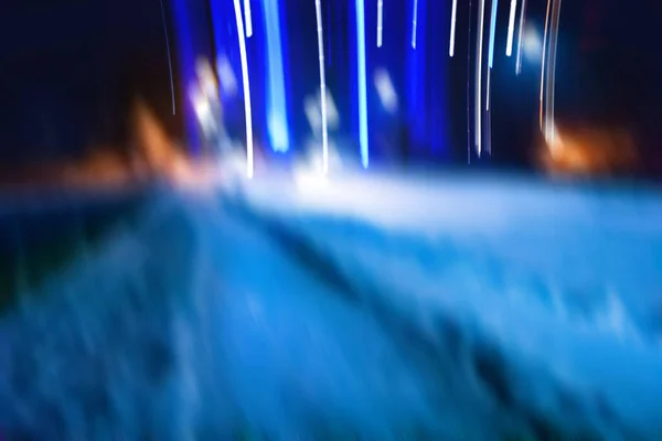 Vinter Natt Vacker Frostig Kväll Suddig Ofokuserad Fotografisk Effekt — Stockfoto