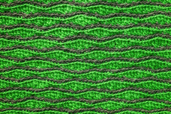 Green Grey Crocheted Wave Pattern Knitted Texture — Stock Photo, Image