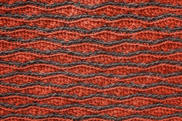 Red Grey Crocheted Wave Pattern Knitted Texture — Stock Photo, Image