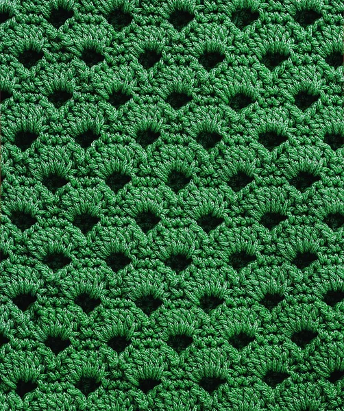 Зеленая Вязаная Ткань Открытой Раковиной Трикотажный Фон — стоковое фото