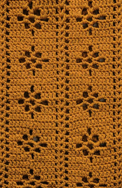 Knitted Texture Crocheted Yellow Floral Pattern — Stock Photo, Image