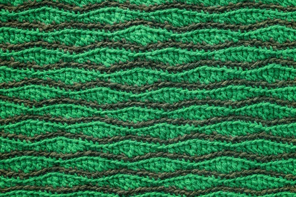 Green Grey Crocheted Wave Pattern Knitted Texture — Stock Photo, Image
