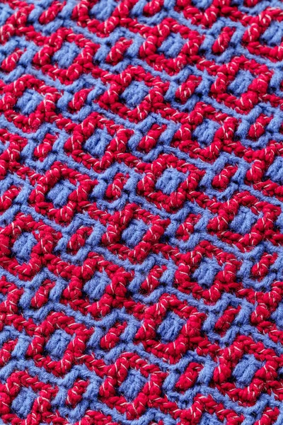 Textura Tricotada Com Padrão Étnico Geométrico Azul Claro Rosa Padrão — Fotografia de Stock