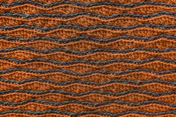 Orange Grey Crocheted Wave Pattern Knitted Texture — Stock Photo, Image