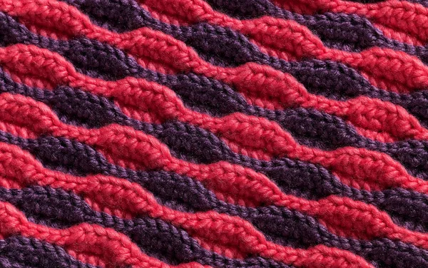 Crochet Patrón Onda Volumen Púrpura Rosa Fondo Punto —  Fotos de Stock