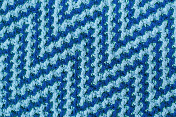 Knitted Texture Zigzag Pattern Texture Mosaic Fabric Blue Geometric Ethnic — Stock Photo, Image